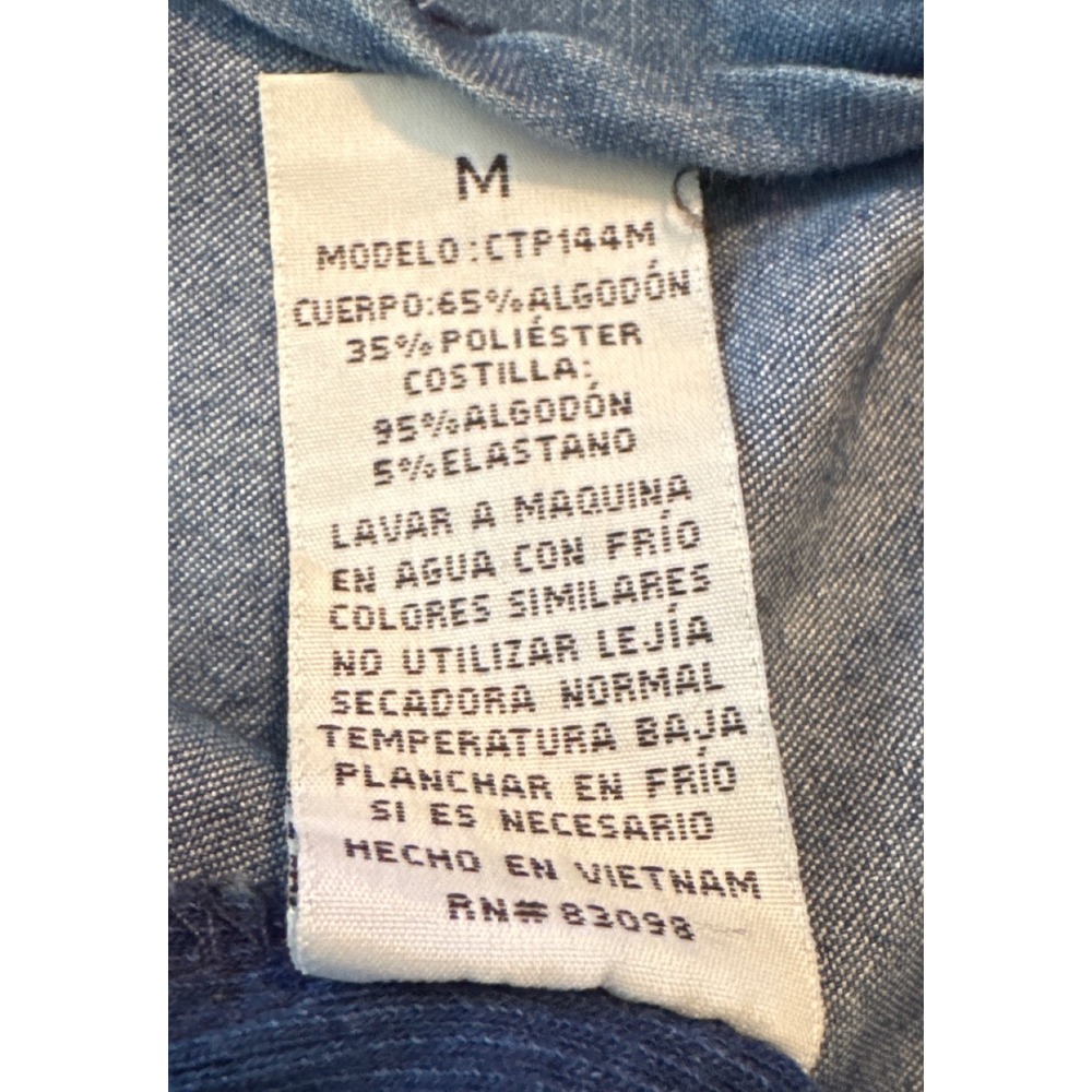 Cavalini Denim Collection Medium Wash Chambray Knit Side Panel Top M - Picture 10 of 12